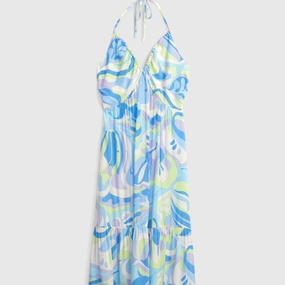 NWT Gap V-Neck Midi Dress Summer Blue Multi Print Size XXL​​​​​​​​​ - Picture 3 of 3
